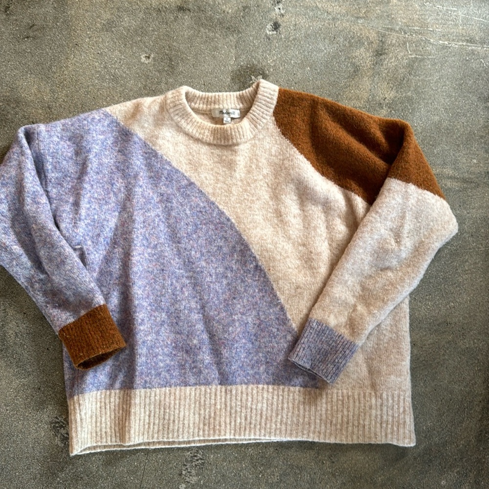 Madewell color block crew neck sweater